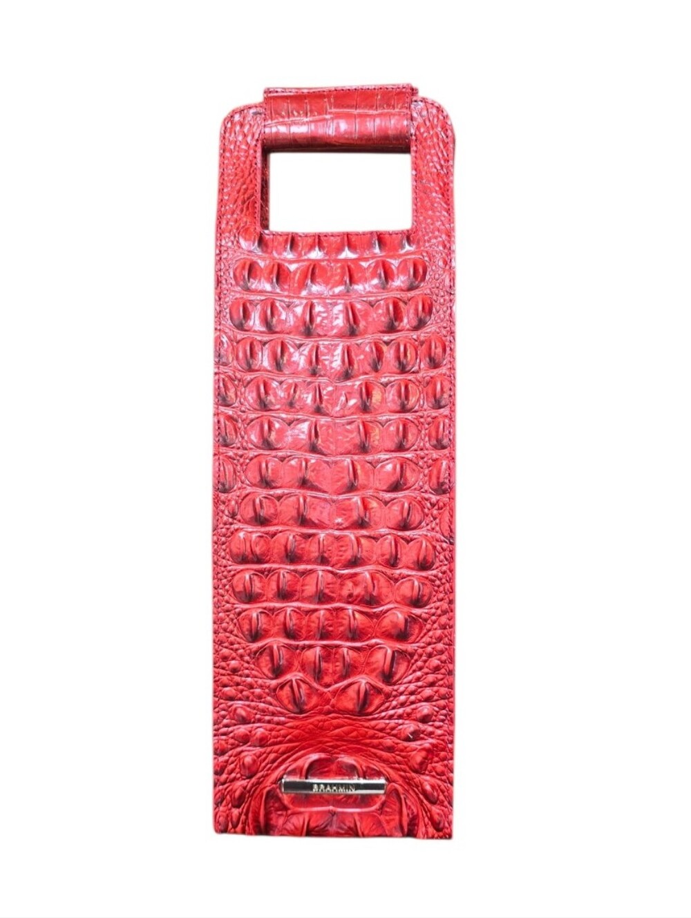 Brahmin Croc Embossed Red Leather Wine Bottle Tote Holder